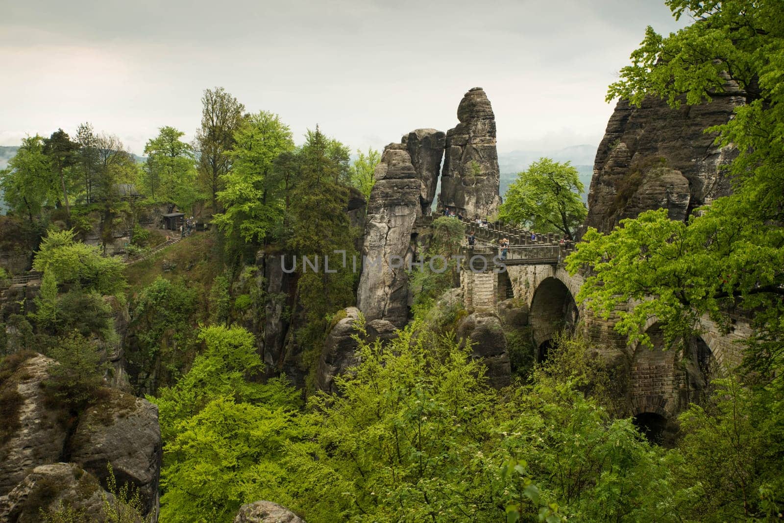 Bastei in the elbe sandstone mountains in the saxon switzerland in Germany, Elbsandsteingebirge near Dresden