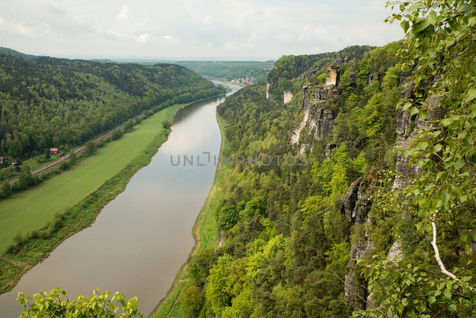 Bastei in the elbe sandstone mountains in the saxon switzerland in Germany, Elbsandsteingebirge near Dresden