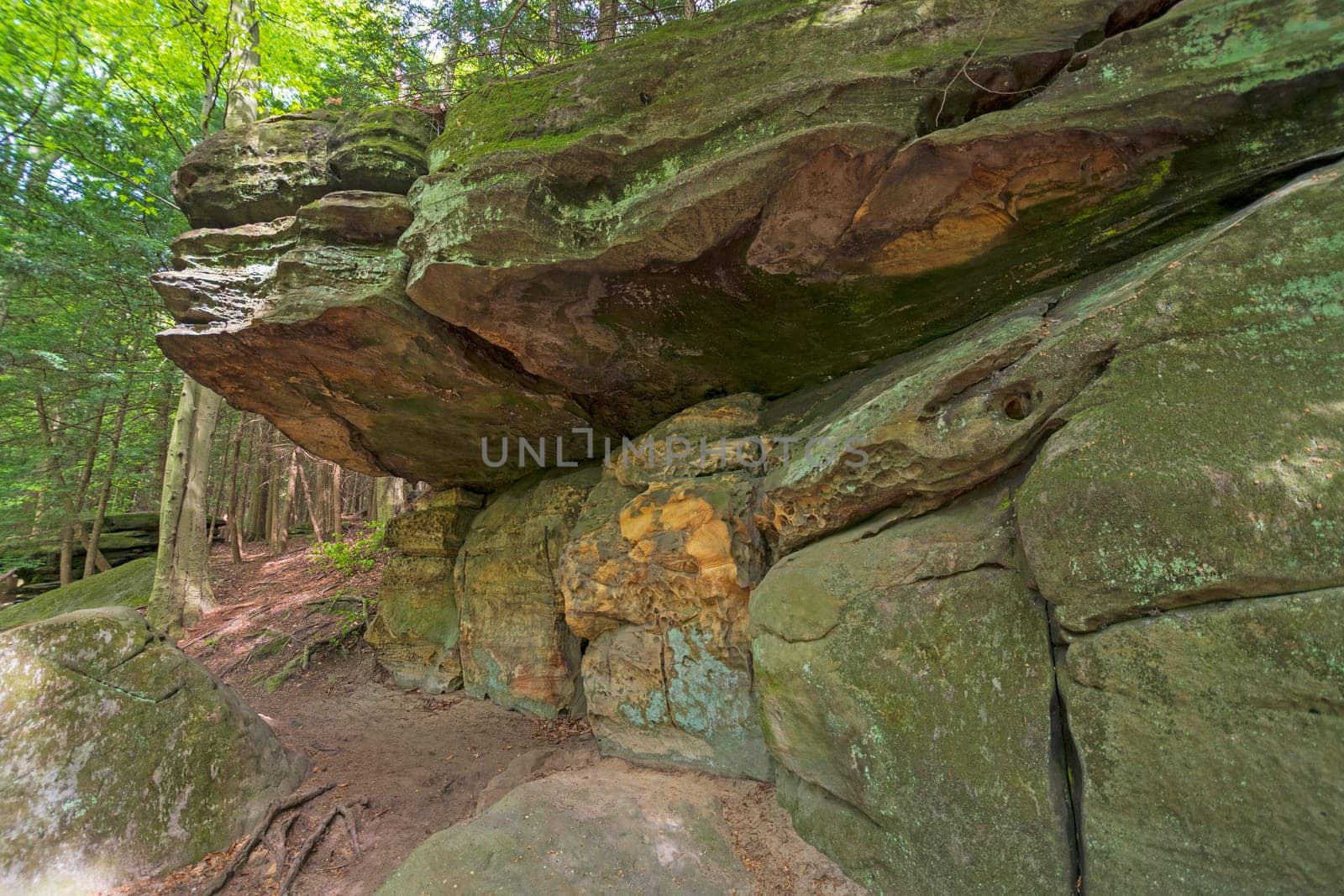 Sandstone Overhang Hiding in the Forest in Cuyahoga Valley National Park in Ohio