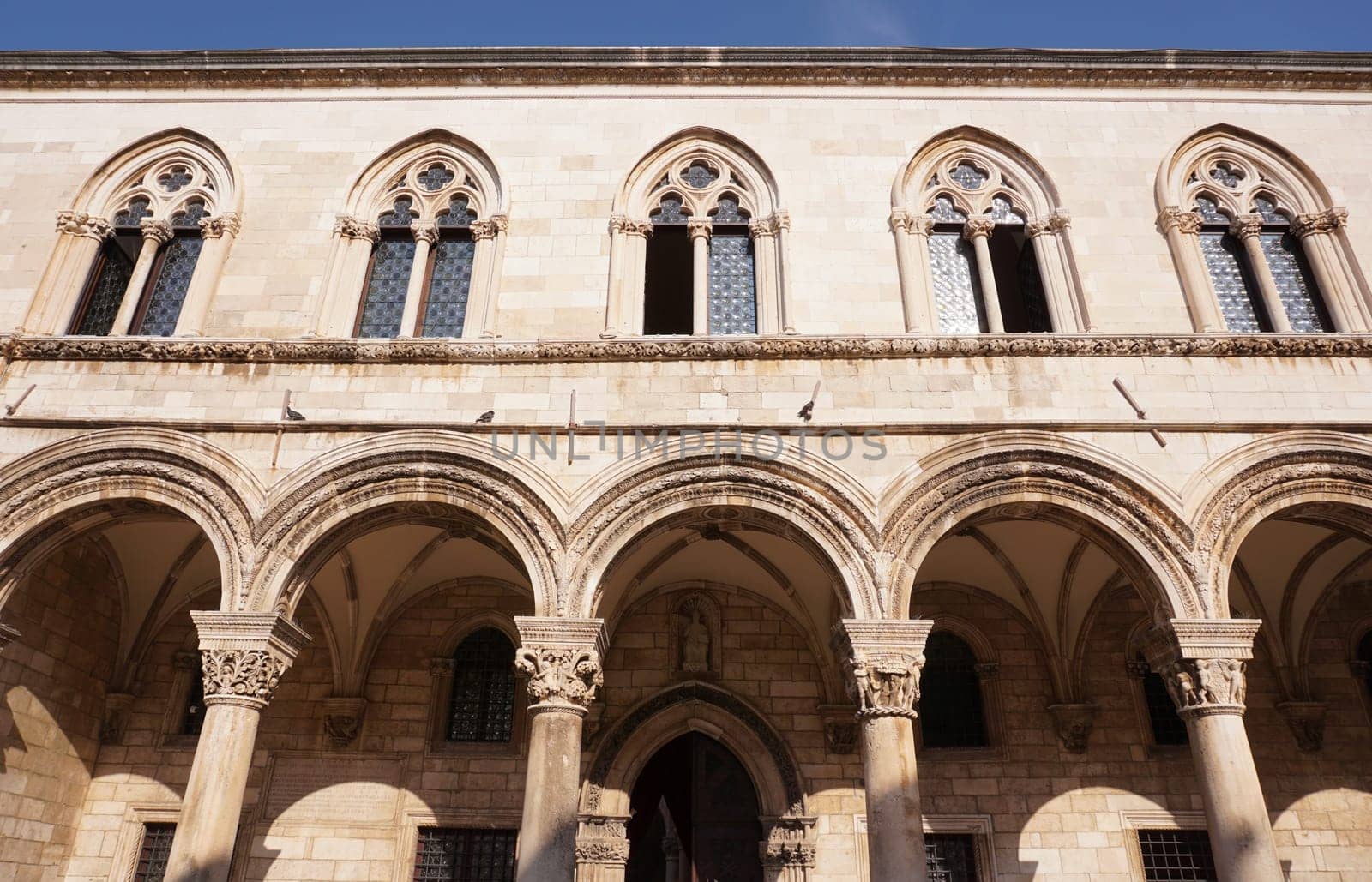Beautiful facade of a building in the old town of Dubrovnik, Croatia 2020