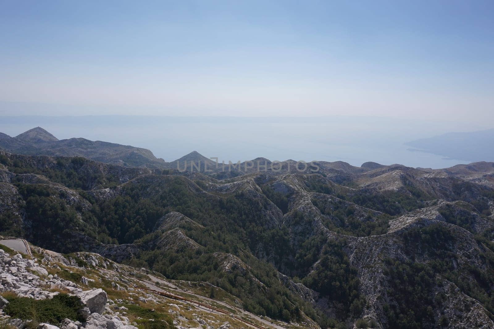 View onto the mountain range of biokovo national park, near Makarska, Croatia 2020