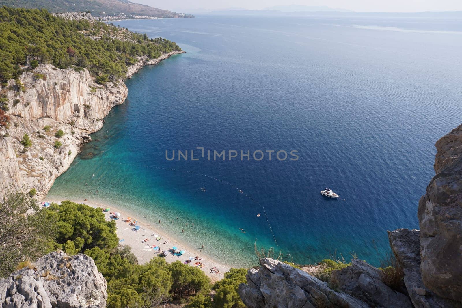 Spectacular view onto Nugal beach in Makarska, Croatia 2020