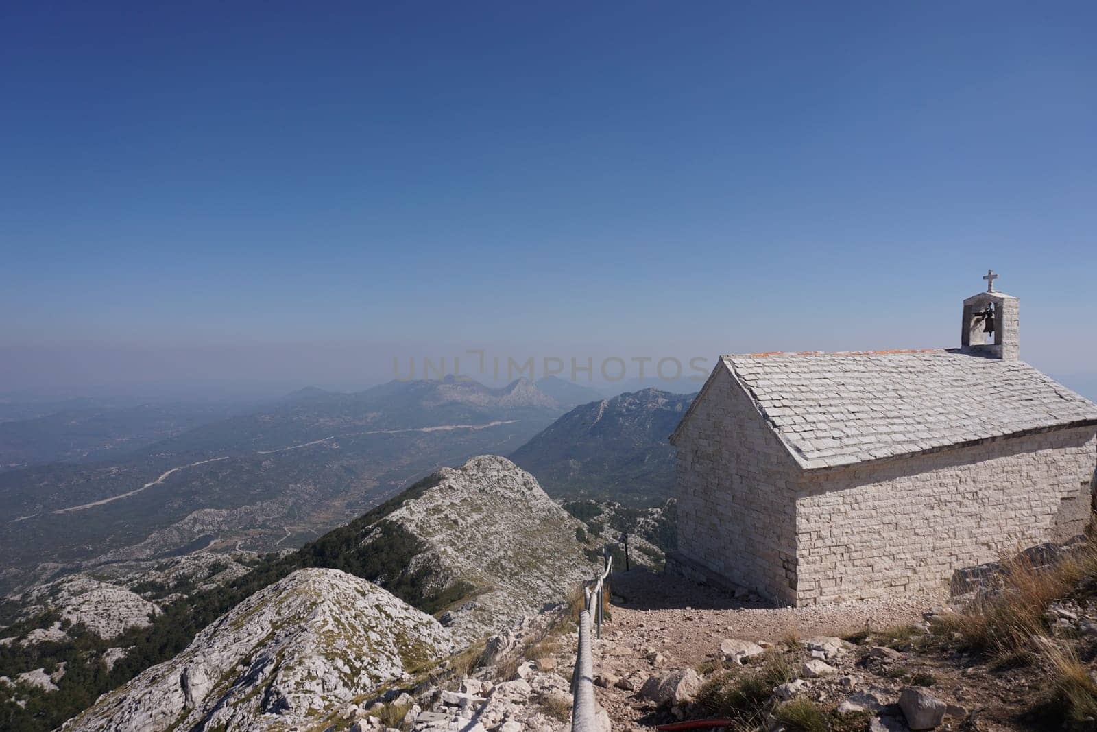 Small church on St. George's peak in the Biokovo mountain range, near Makarska, Croatia 2020