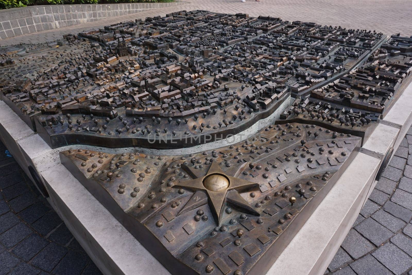 Bronze map showing the entire city of Zagreb, Croatia 2020