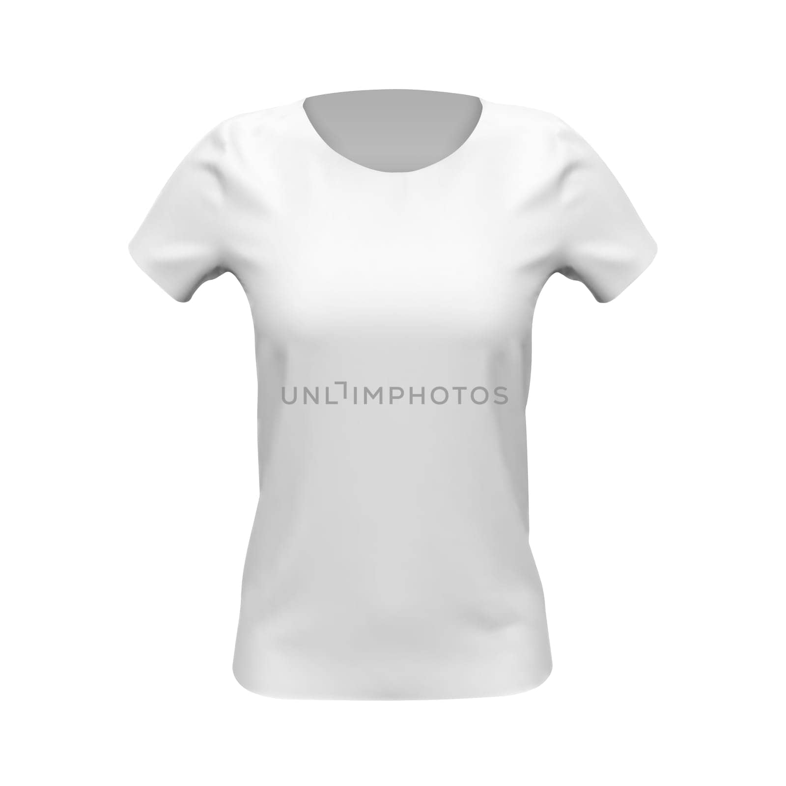 Blank mockup of white basic women t-shirt, front view, isolated on white background. Vector illustration