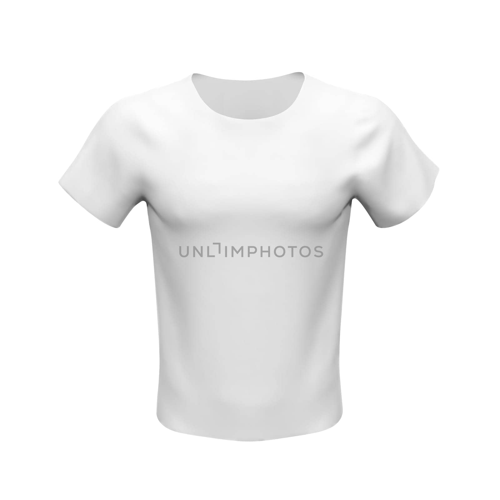 Blank mockup of white basic unisex t-shirt, front view, isolated on white background. Vector illustration