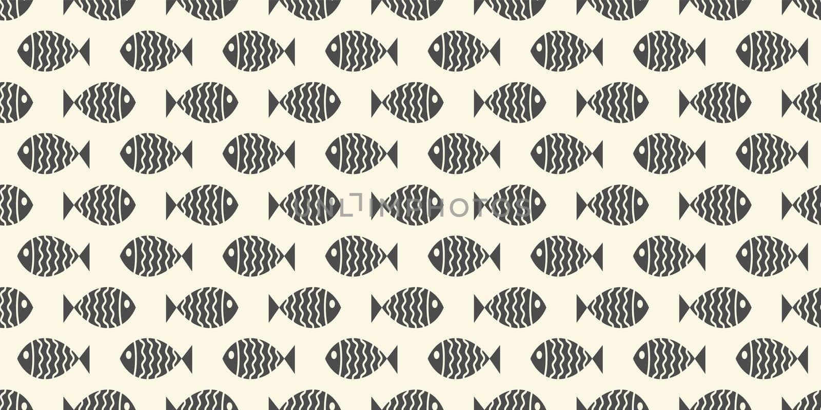 Nautical seamless pattern with swimming cartoon fish. Vector illustration
