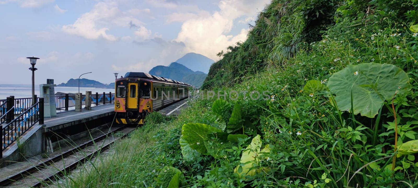 Keelung, Taiwan - 25 Aug, 2021 : Scenery of Badouzi railway station in keelung city, taiwan