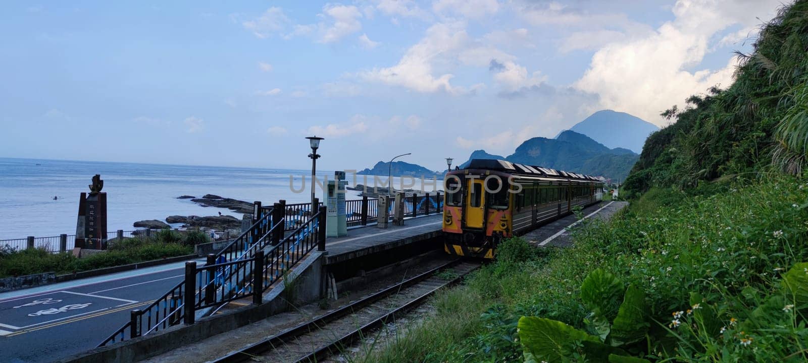 Keelung, Taiwan - 25 Aug, 2021 : Scenery of Badouzi railway station in keelung city, taiwan