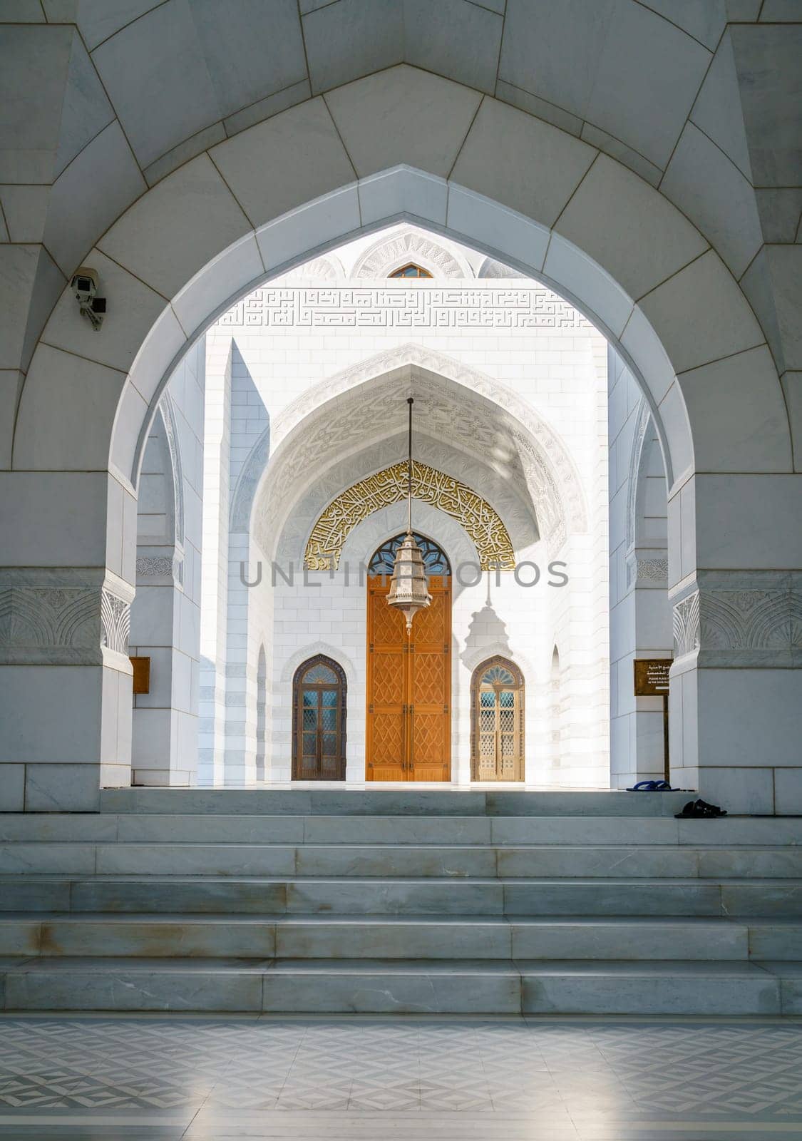 Entrance to the prayer hall of Mosque Muhammad al-Amin in Muscat, Oman