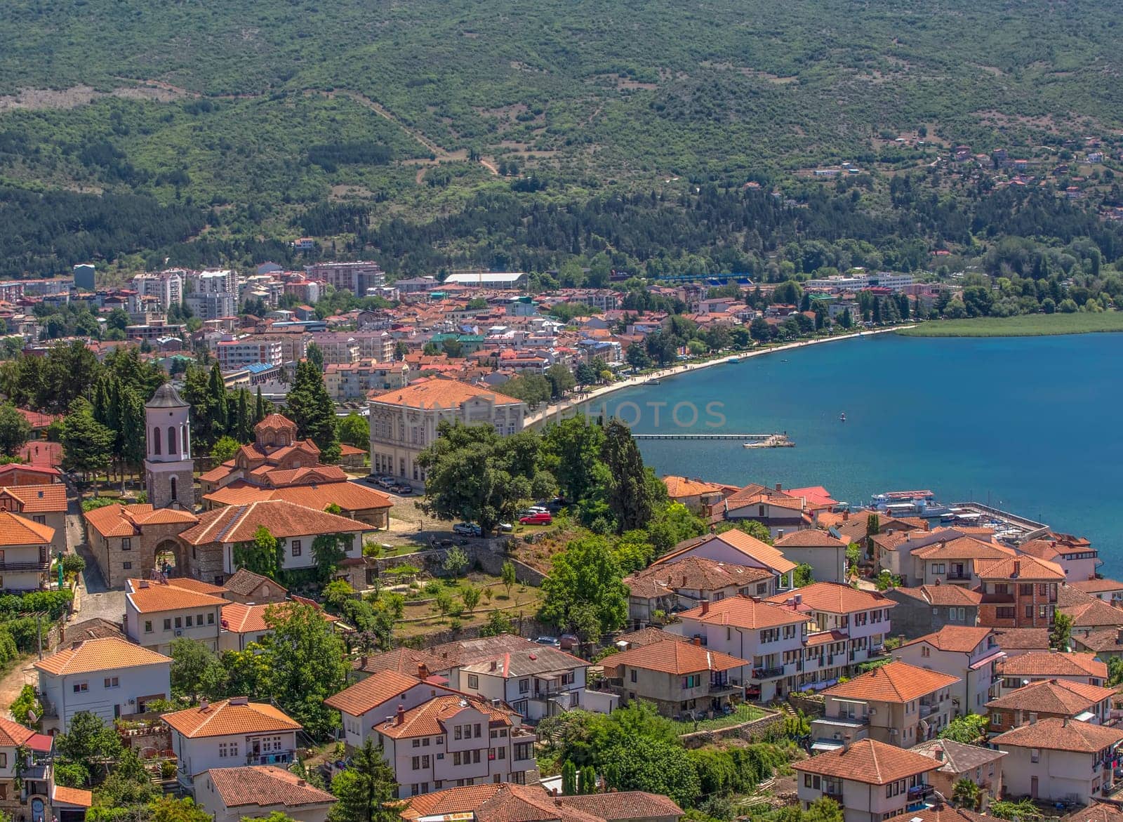 The Panorama of lake Ohrid  and old town Macedonia, Balkans