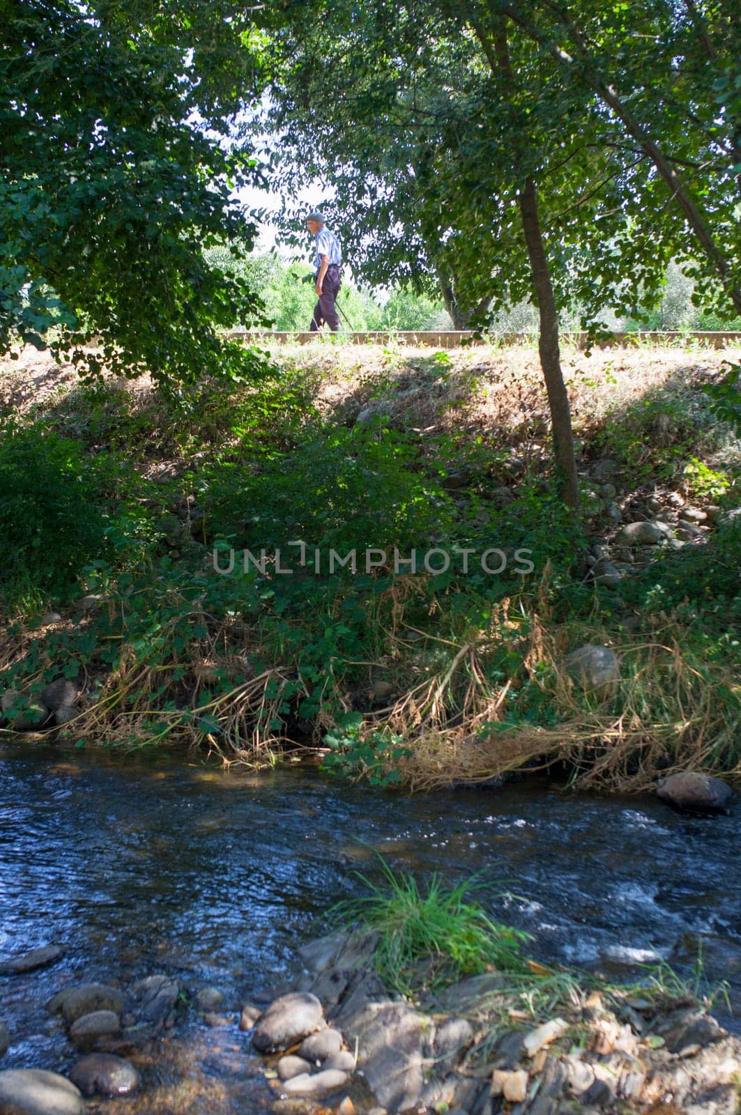 Ambroz River recreation area of Abadia. Senior tourism in Extremadura, Spain