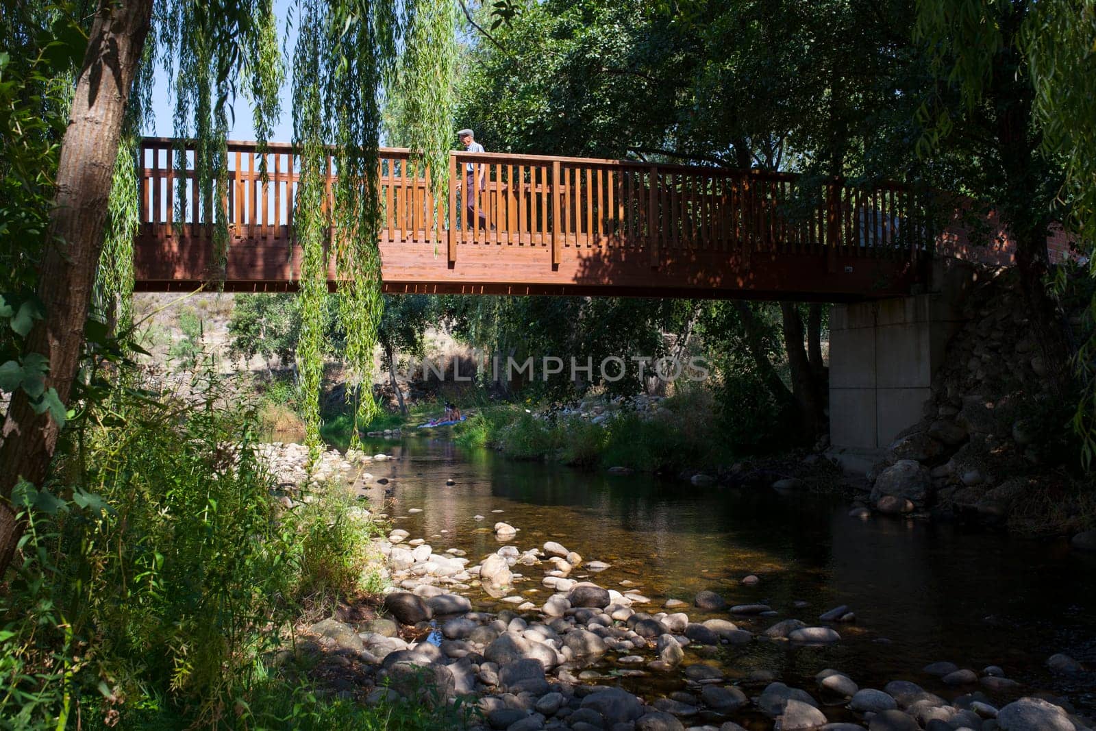 Ambroz River recreation area of Abadia. Senior tourism in Extremadura, Spain