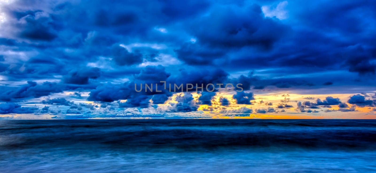 Sunset over Baltic Sea in Lubiatowo, Pomerania, Poland