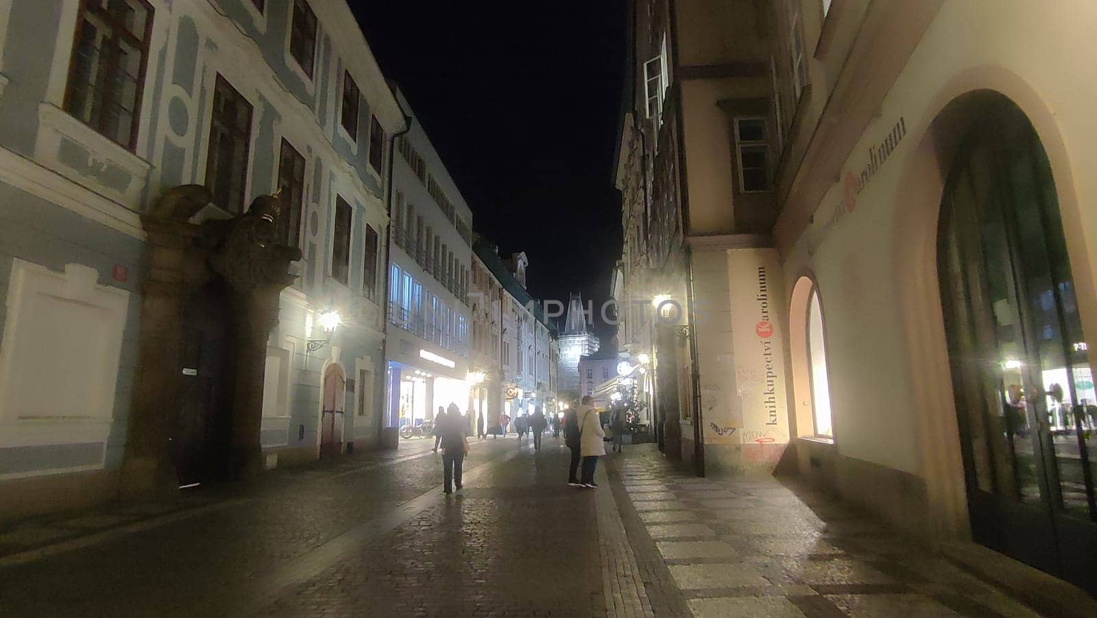 October 15 2024 Prague Czech Republic Europe Night city street building architecture history museum . High quality photo