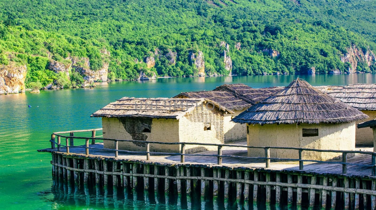 The Old Ancient Village Reconstruction on Lake Ohrid in Macedonia