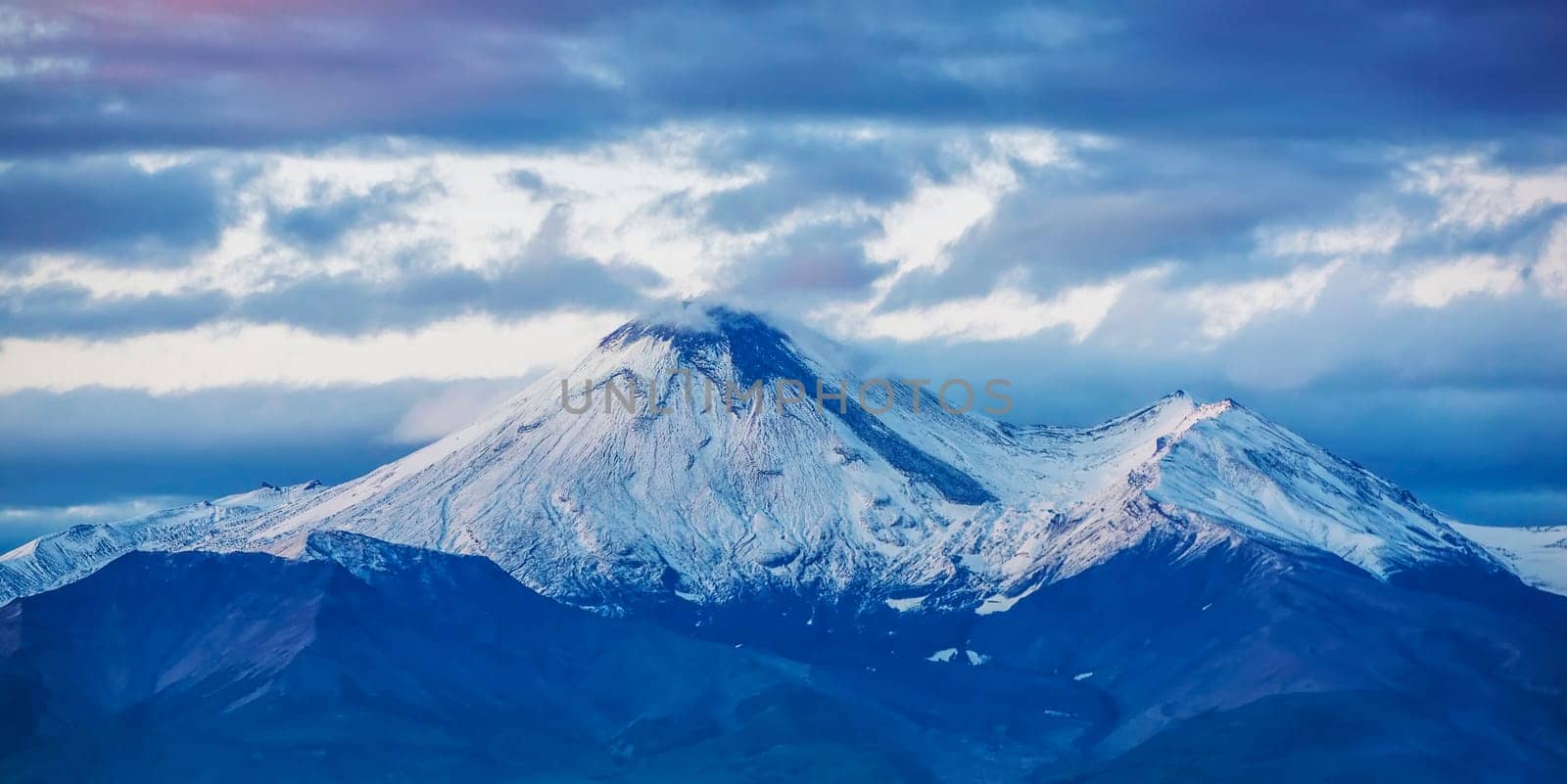 The Avachinsky volcano in Kamchatka Peninsula. Selective focus