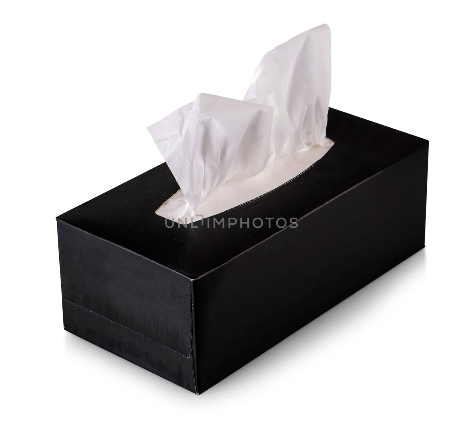 The Tissue box mock up black tissue box isolated on white
