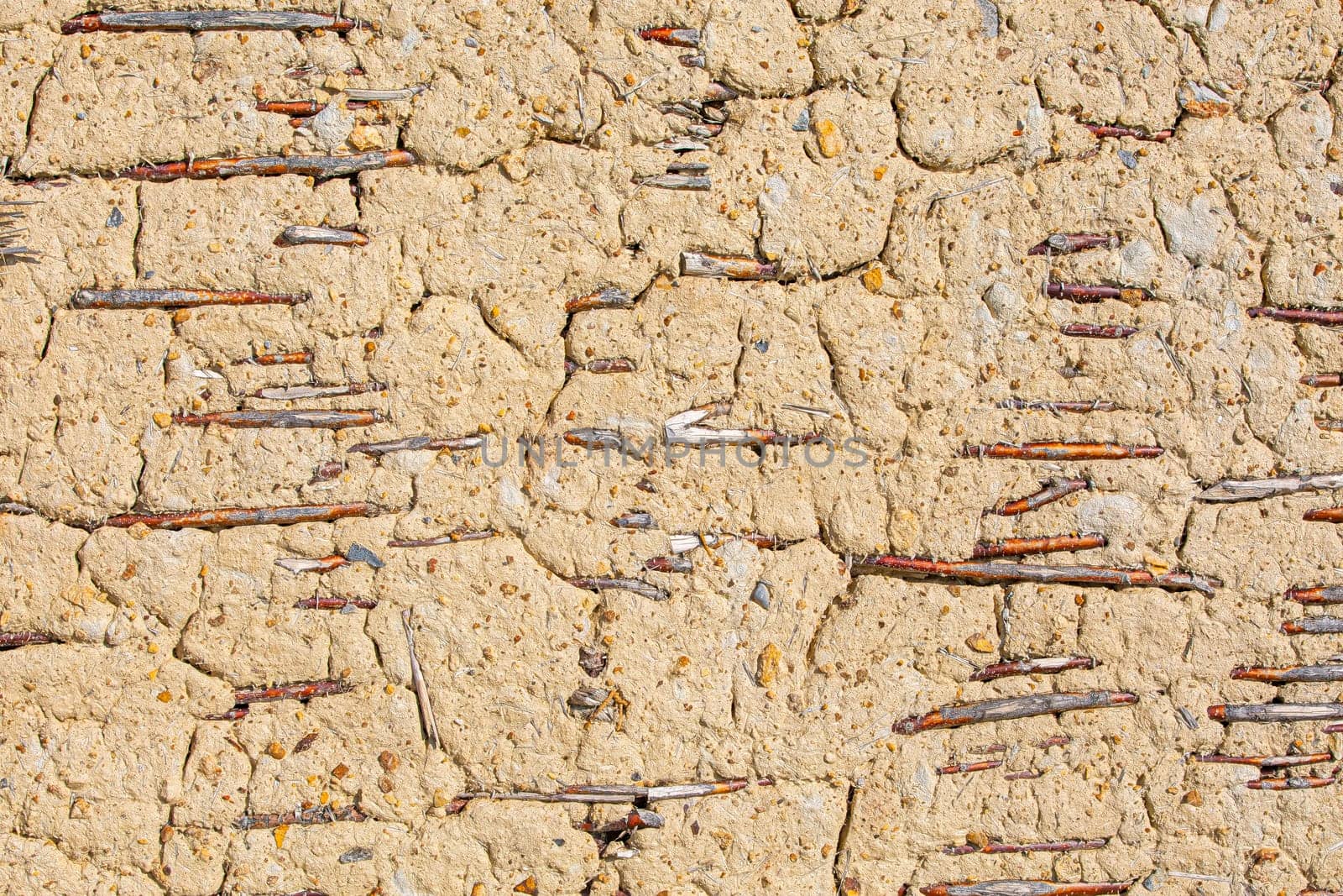 The Wicker wall with clay of old rural village farm barn