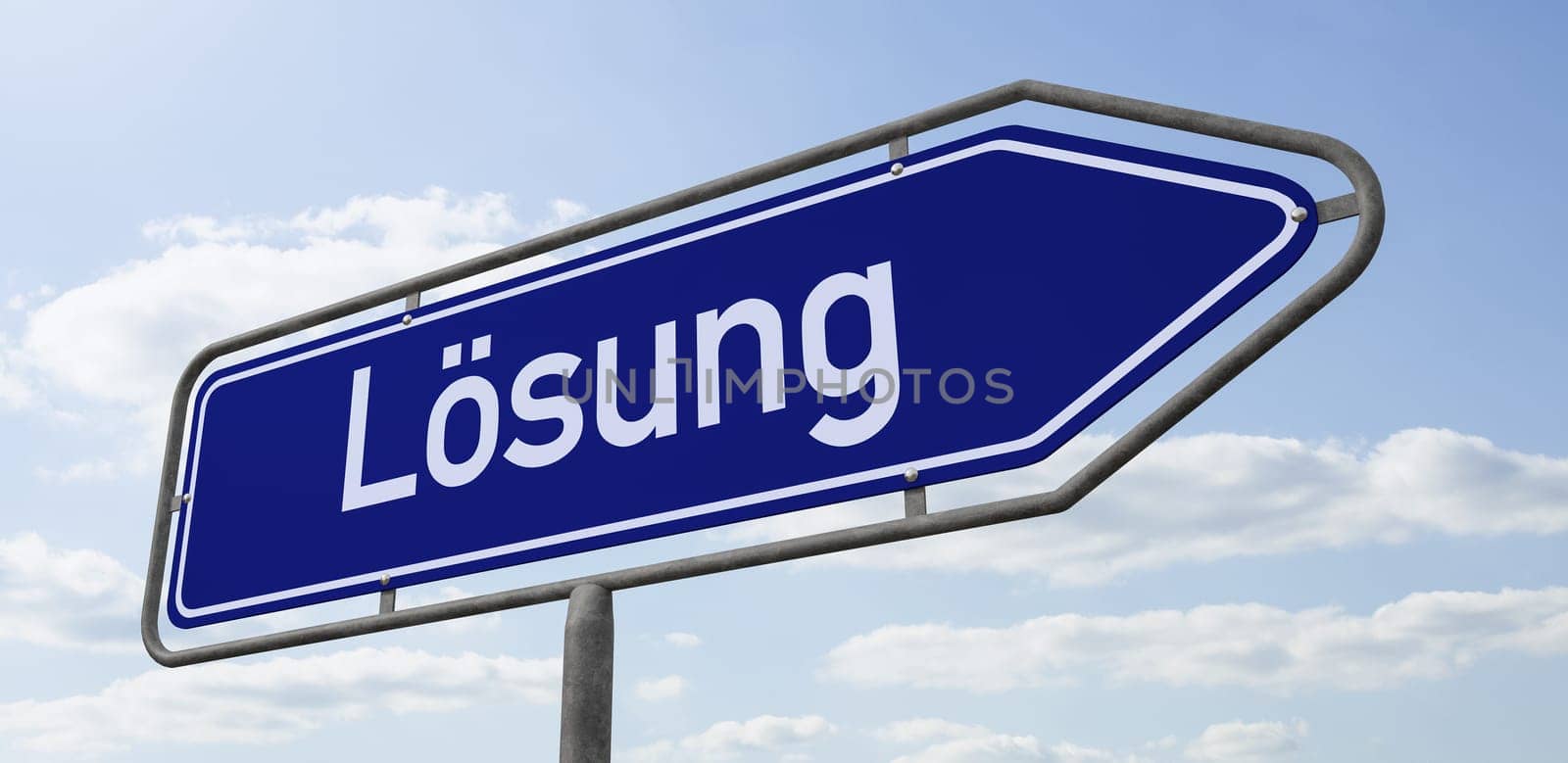 Arrow Signpost - Solution in german - Lösung - 3d rendering