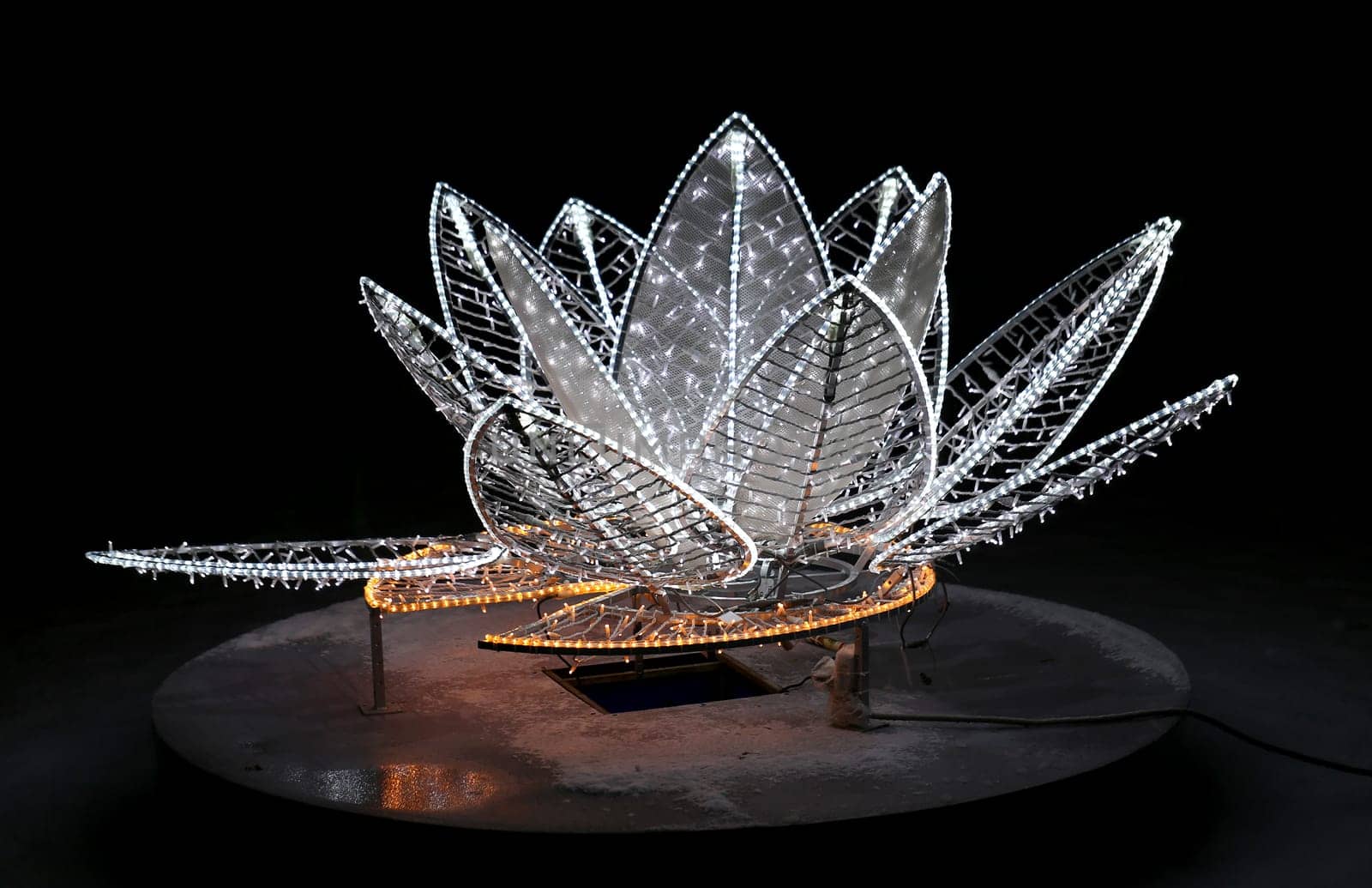Beautiful glowing flower sculpture photographed close up