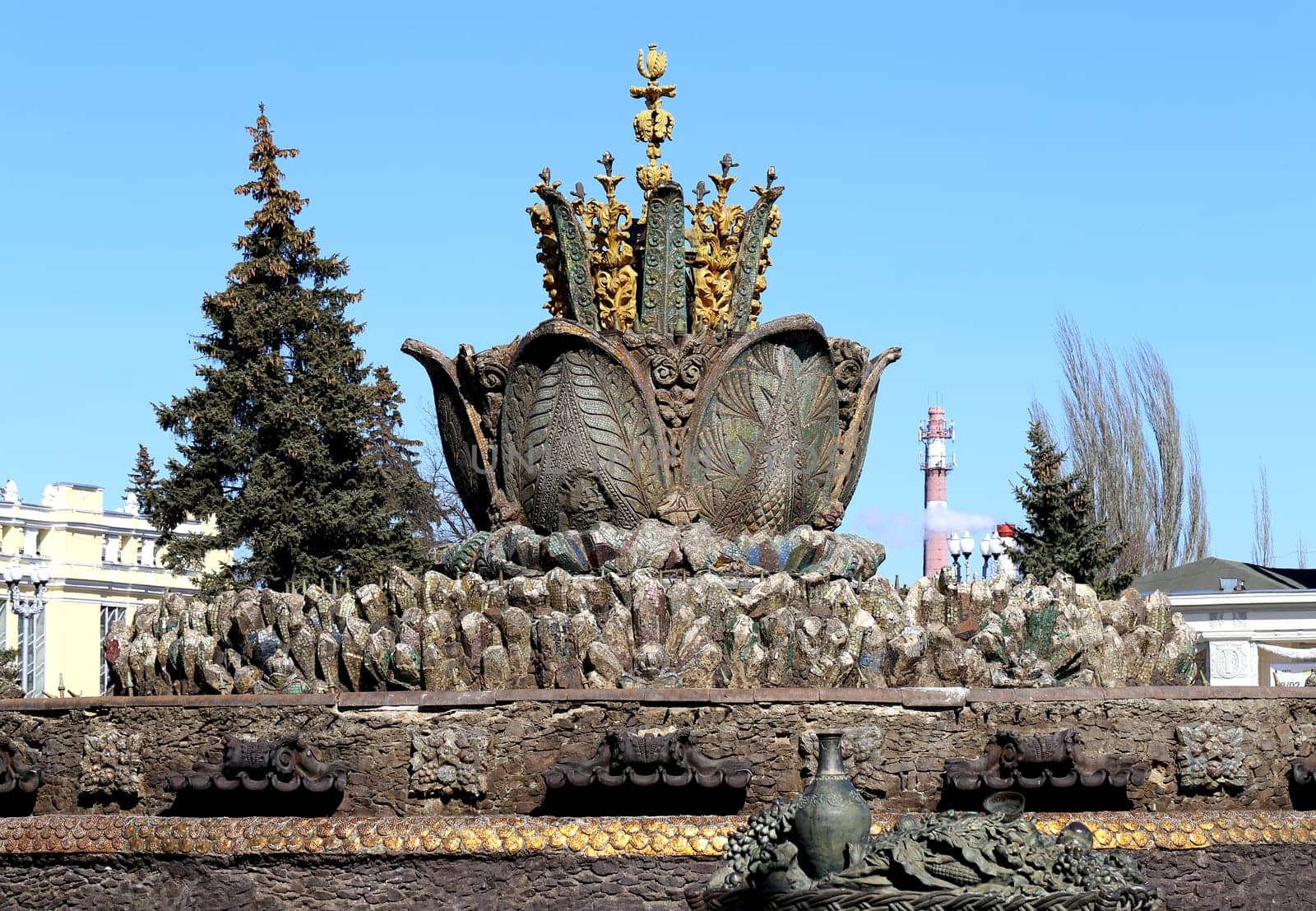 Fountain Stone Flower in Moscow at ENEA photographed close up