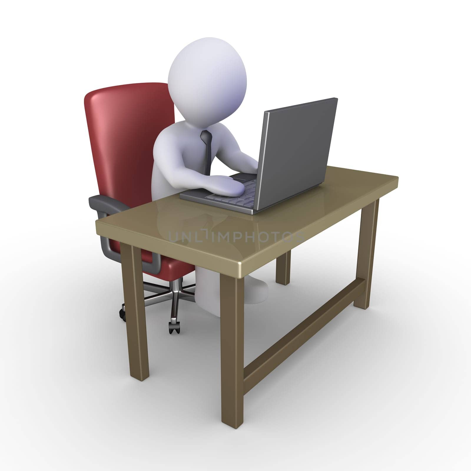Businessman sitting on a chair behind a desk working with a laptop