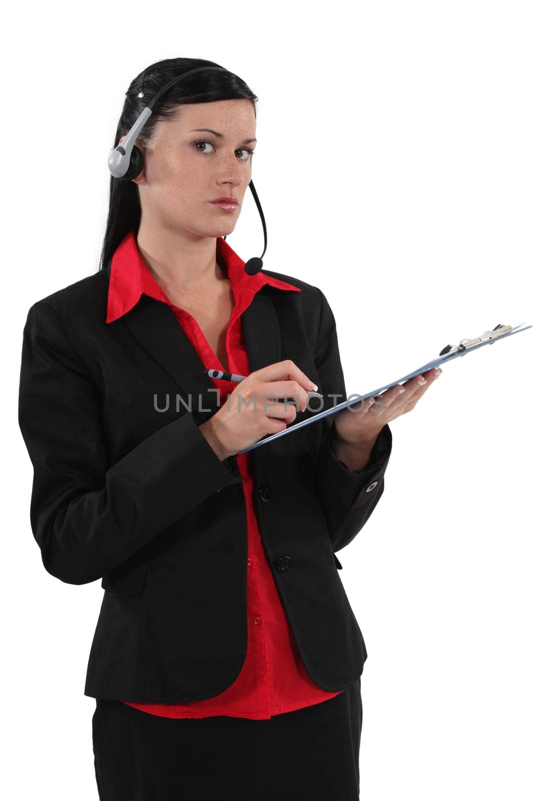 Brunette call-center worker
