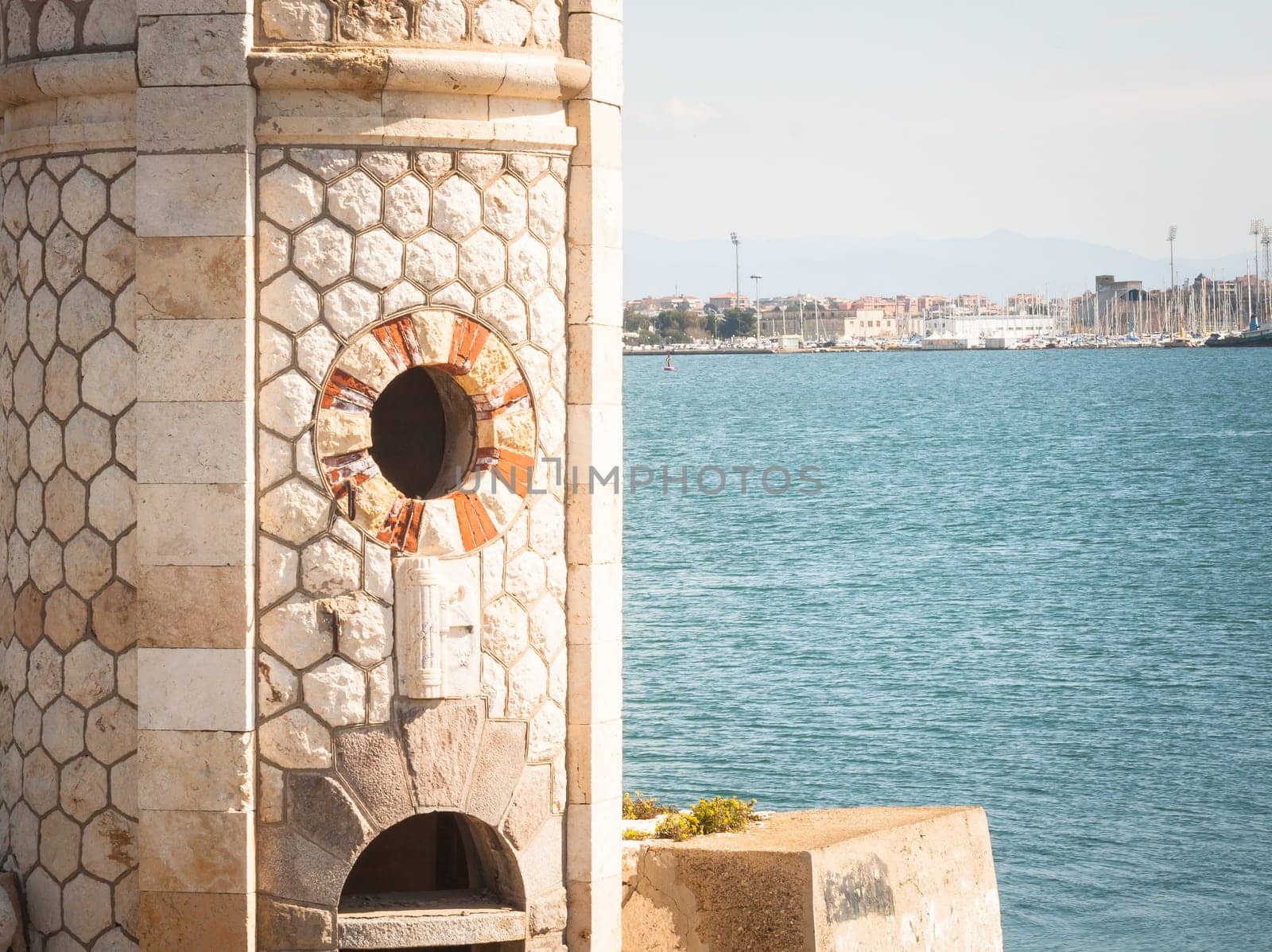 Old light signal port in west pier cagliari