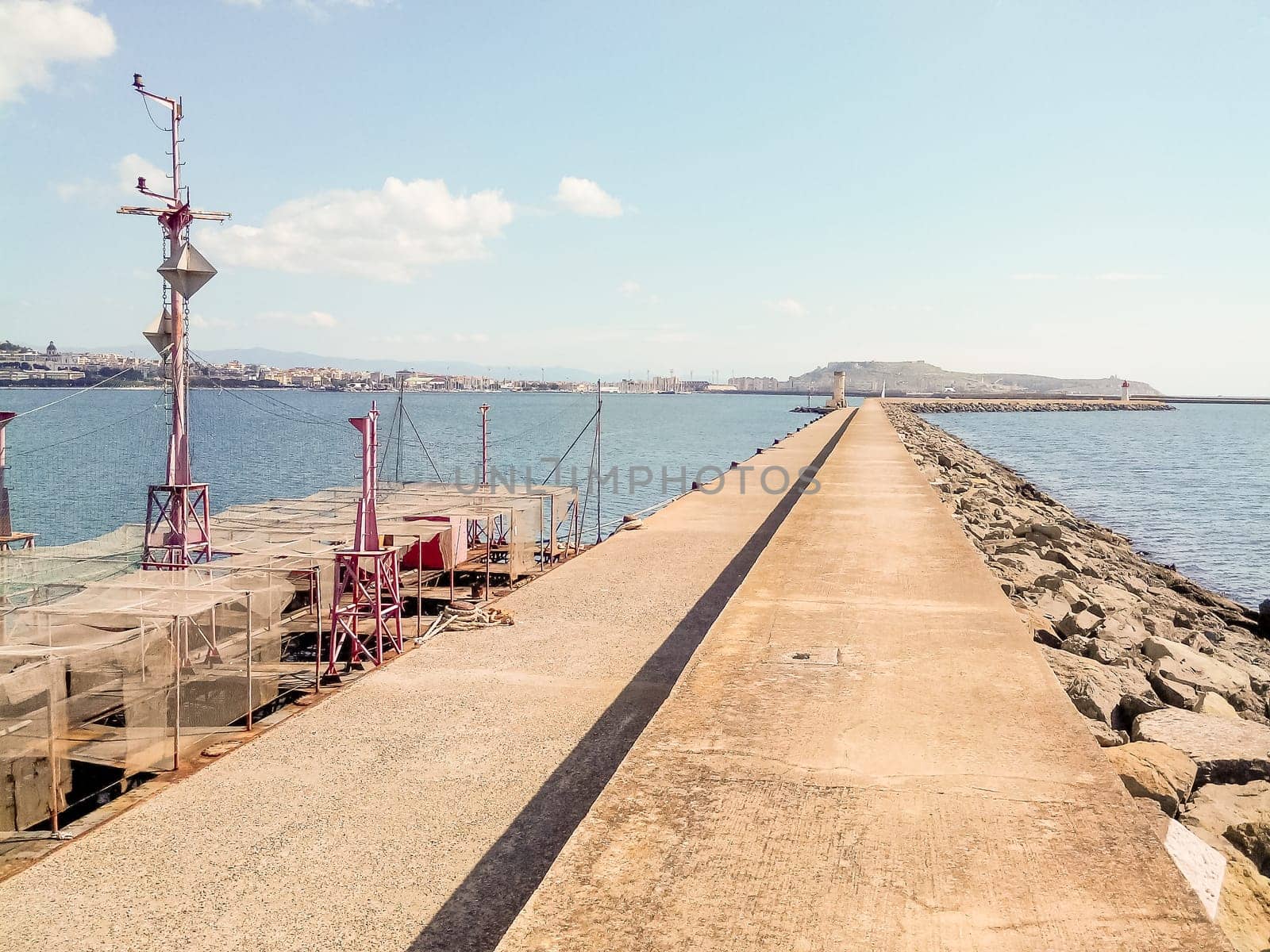 West pier in Cagliari Harbor .- Sardinia.