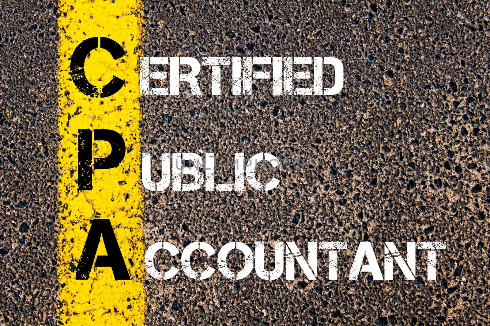 Business Acronym BMI - Body Mass Index..Yellow paint line on the road against asphalt background. Conceptual image