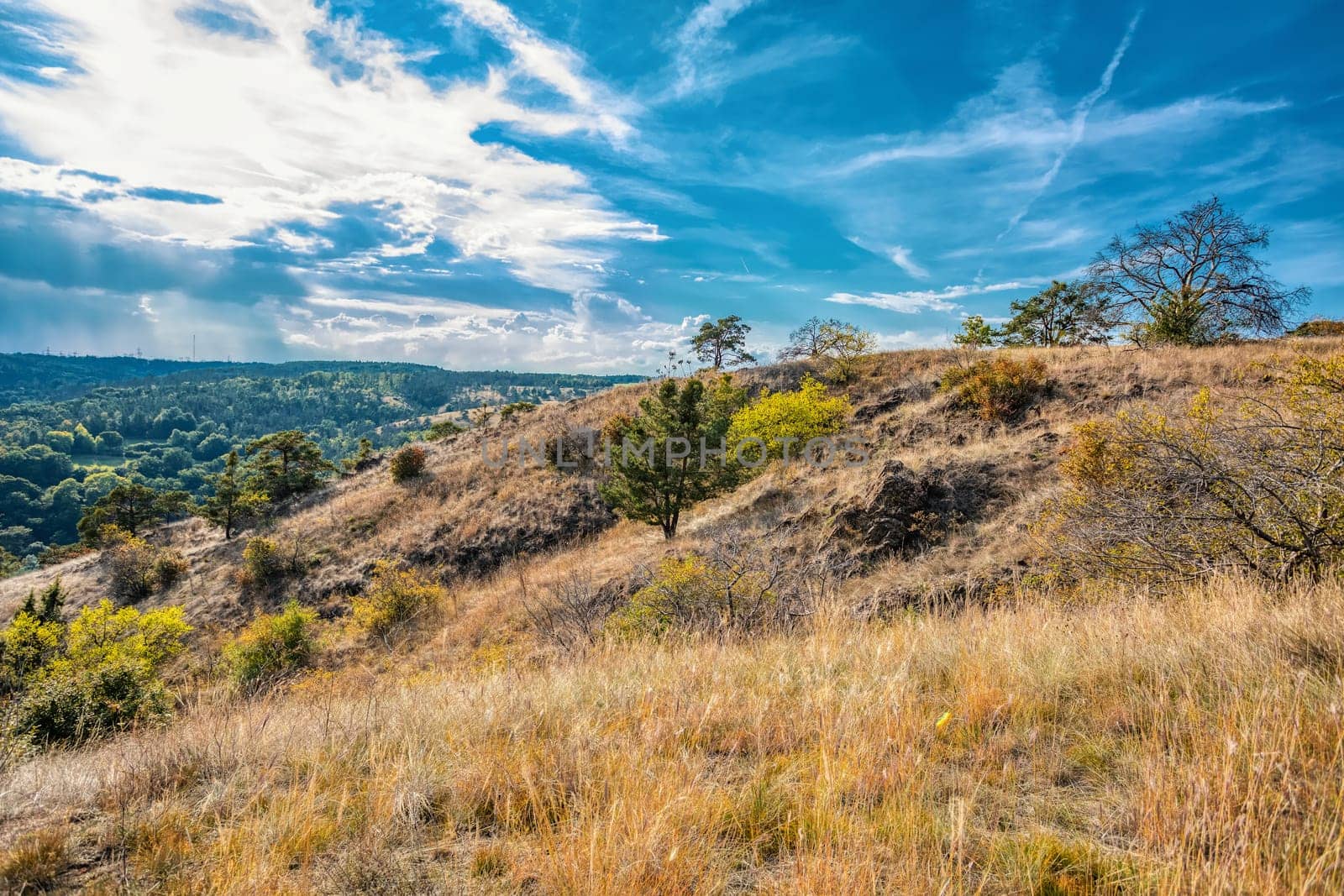 Landscape of National Nature Reserve Mohelen Snake Steppe, Educational trail, Trebic, Vysocina Czech Republic