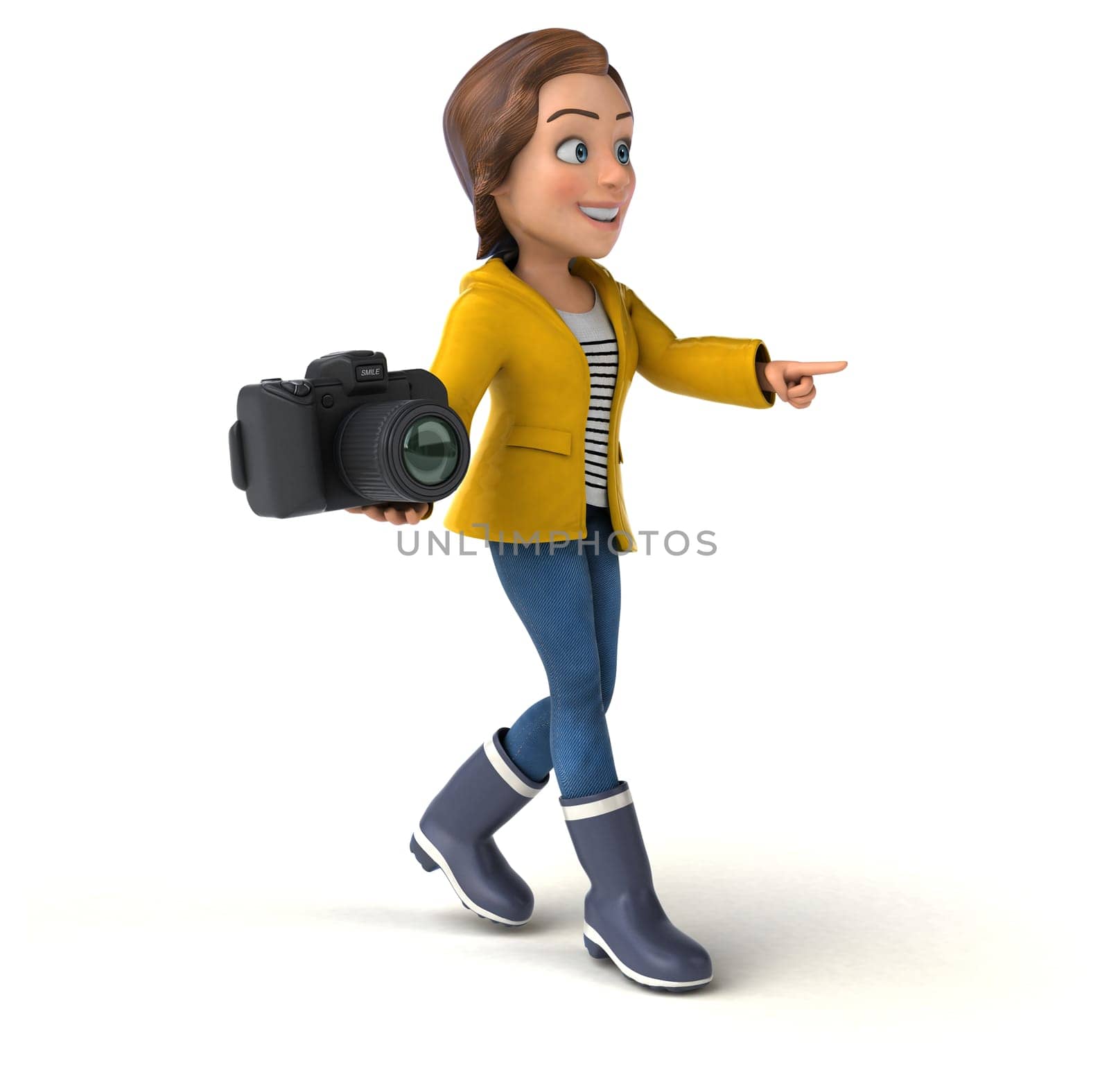 Fun 3D illustration of a cartoon teenage girl