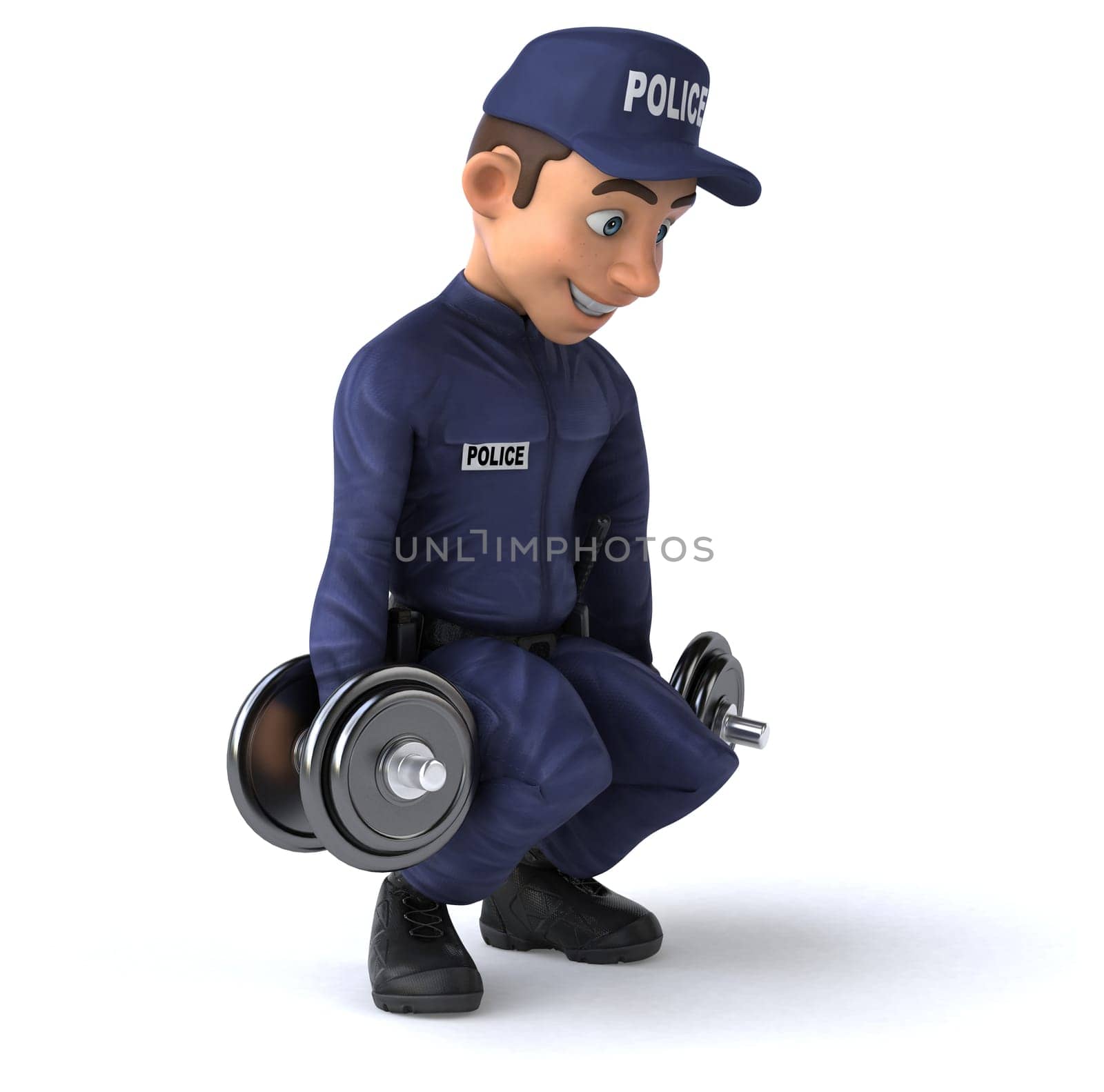 Fun 3D illustration of a cartoon Police Officer