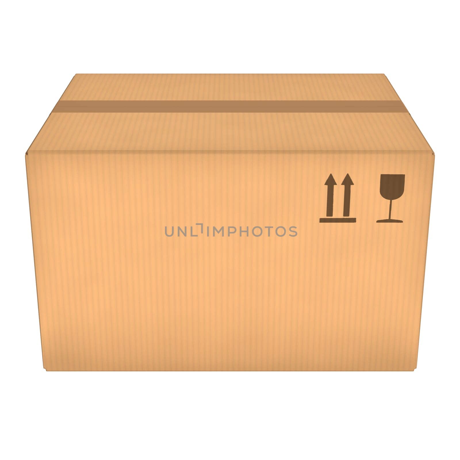 Closed cardboard box isolated on white background. Retail, logistics, delivery and storage concept. Side view with perspective.