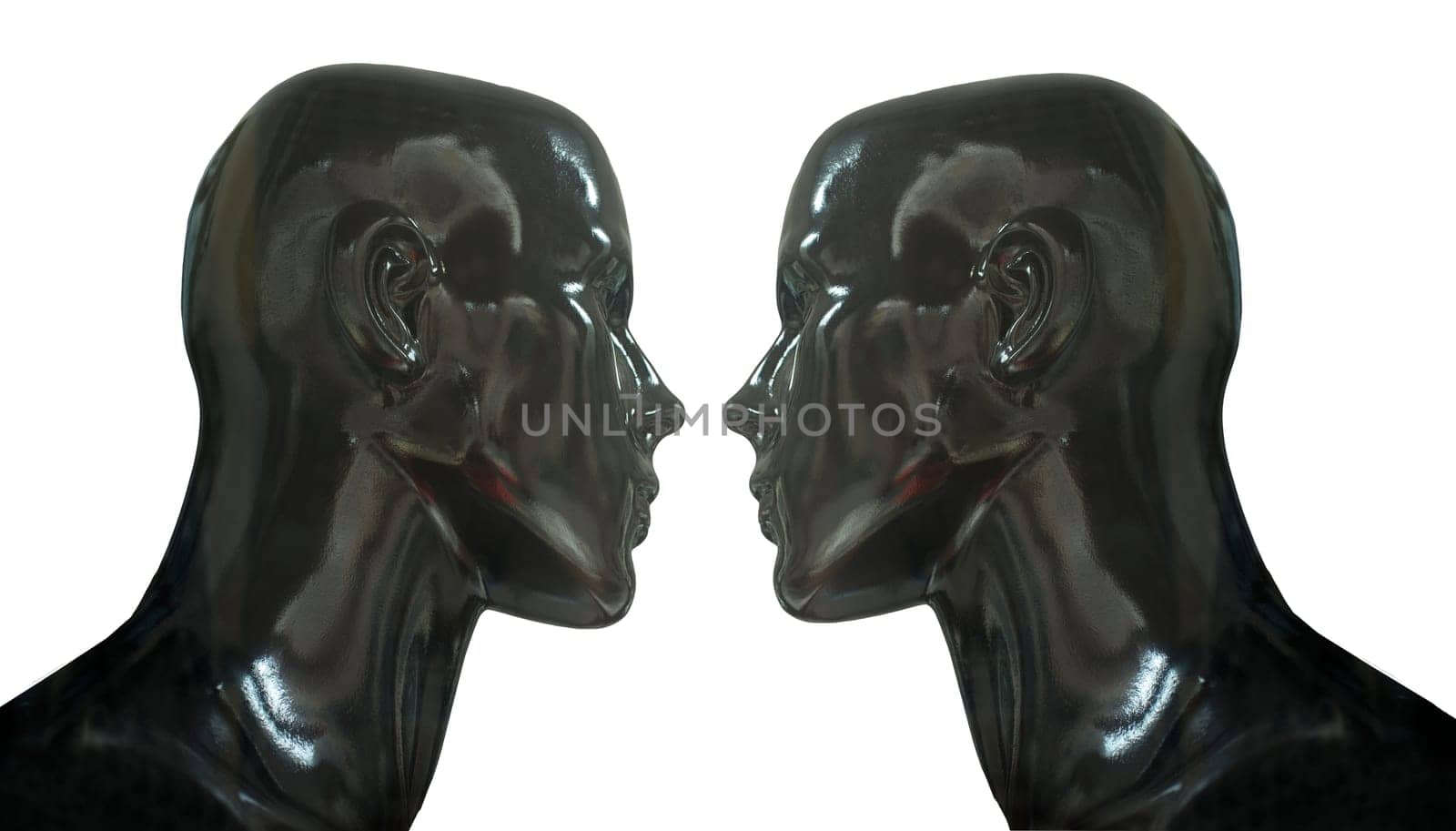 Black mannequins bust profile. Isolated over white background