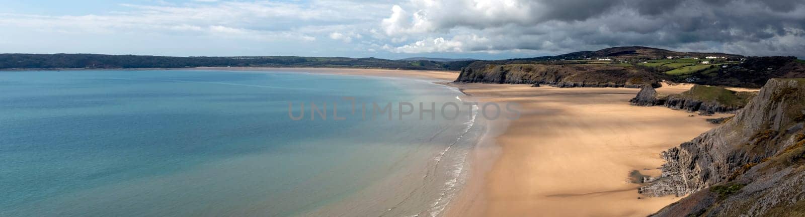 Three Cliffs Bay on the south coast of the Gower Peninsula - Swansea, Wales, United Kingdom