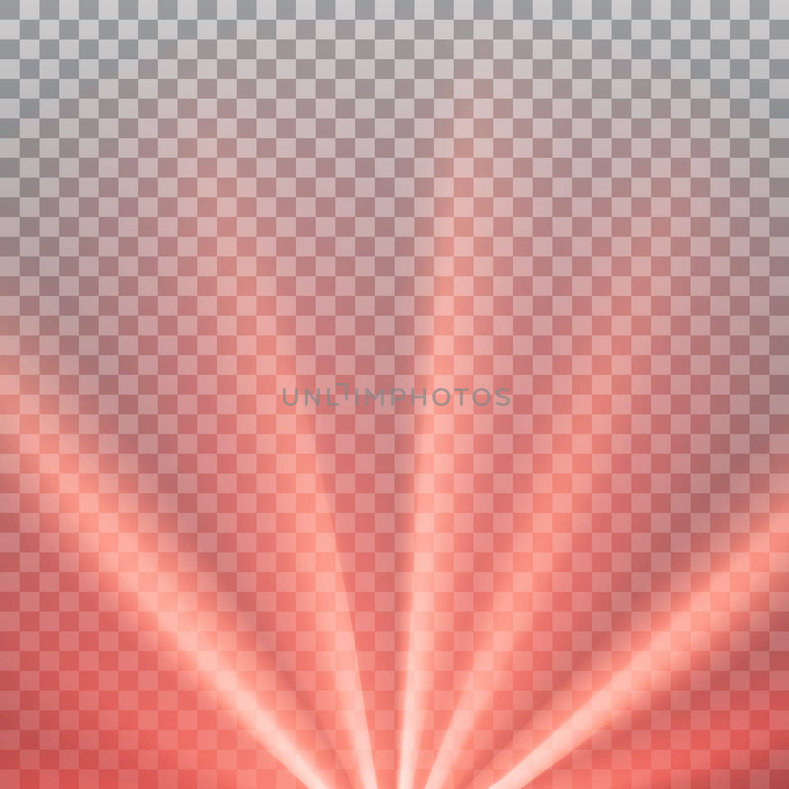 Red colored rays with color spectrum flare. Abstract glaring effect with transparency. Vector illustration