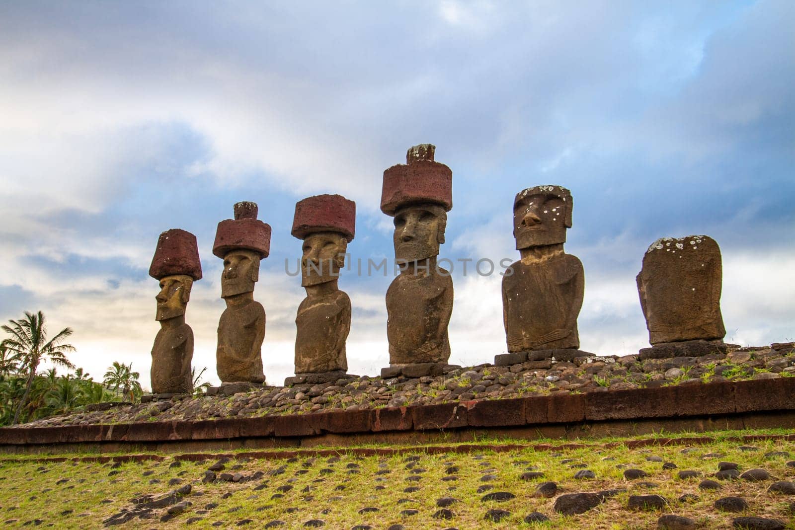 Moai at Ahu Tongariki, Easter island, Chile