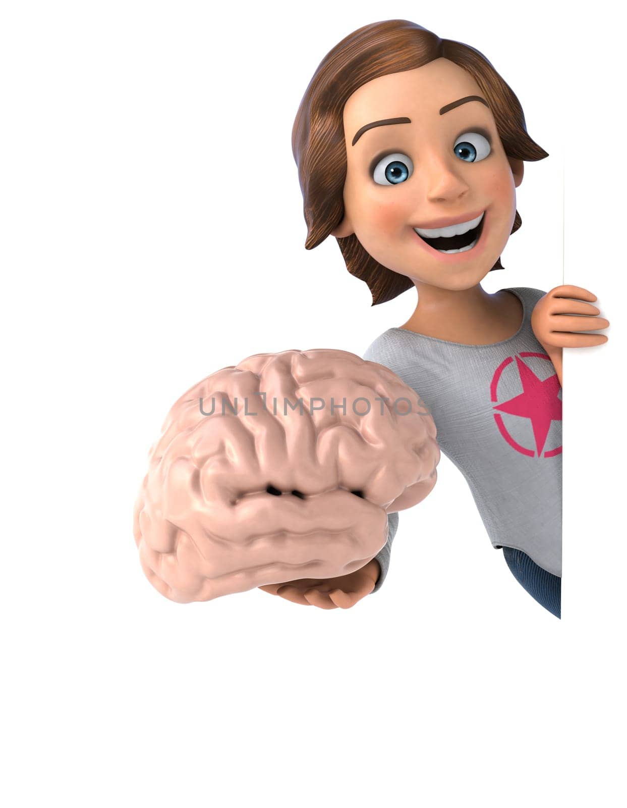 Fun 3D illustration of a cartoon teenage girl