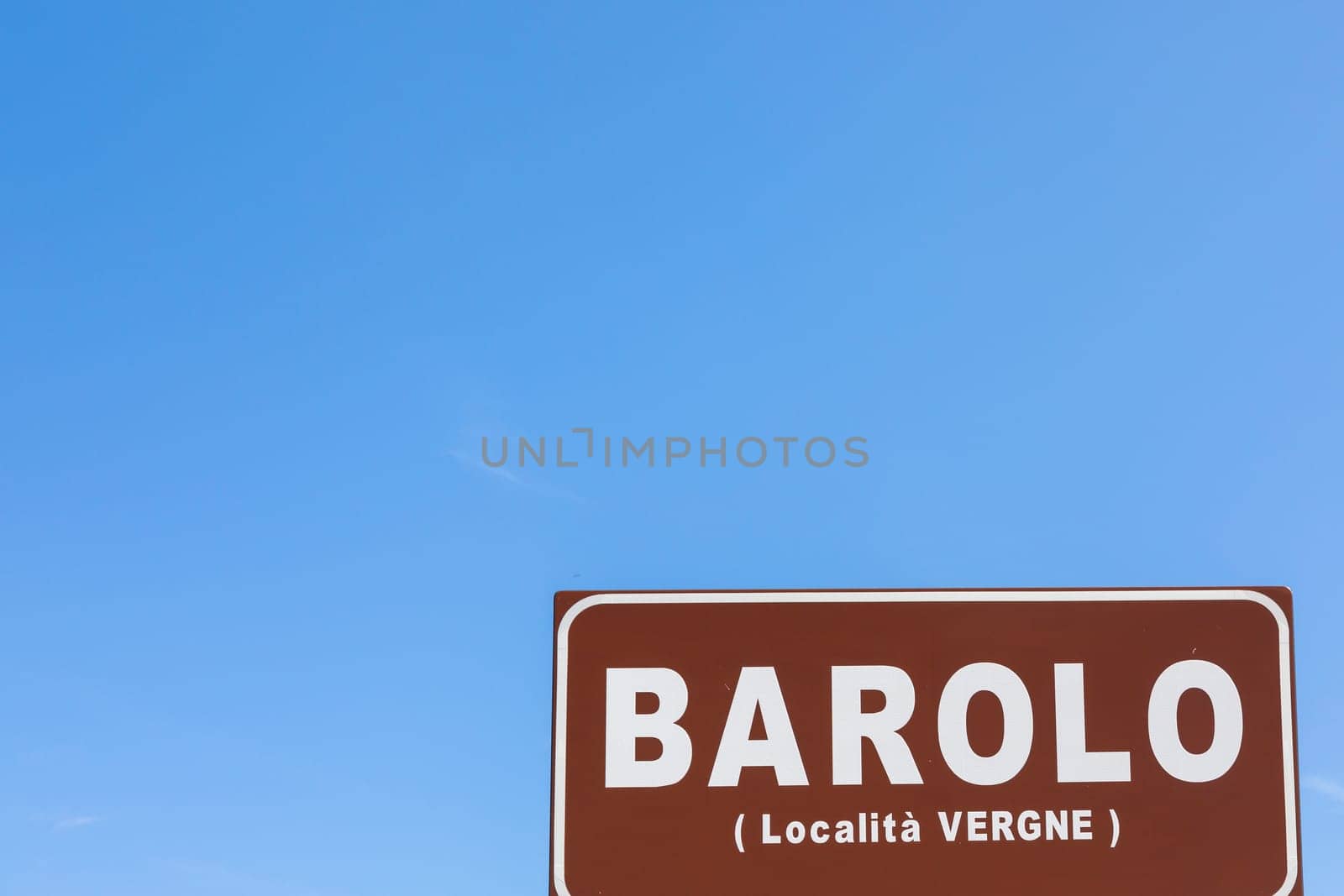 Barolo village road sign, Unesco site - Italy