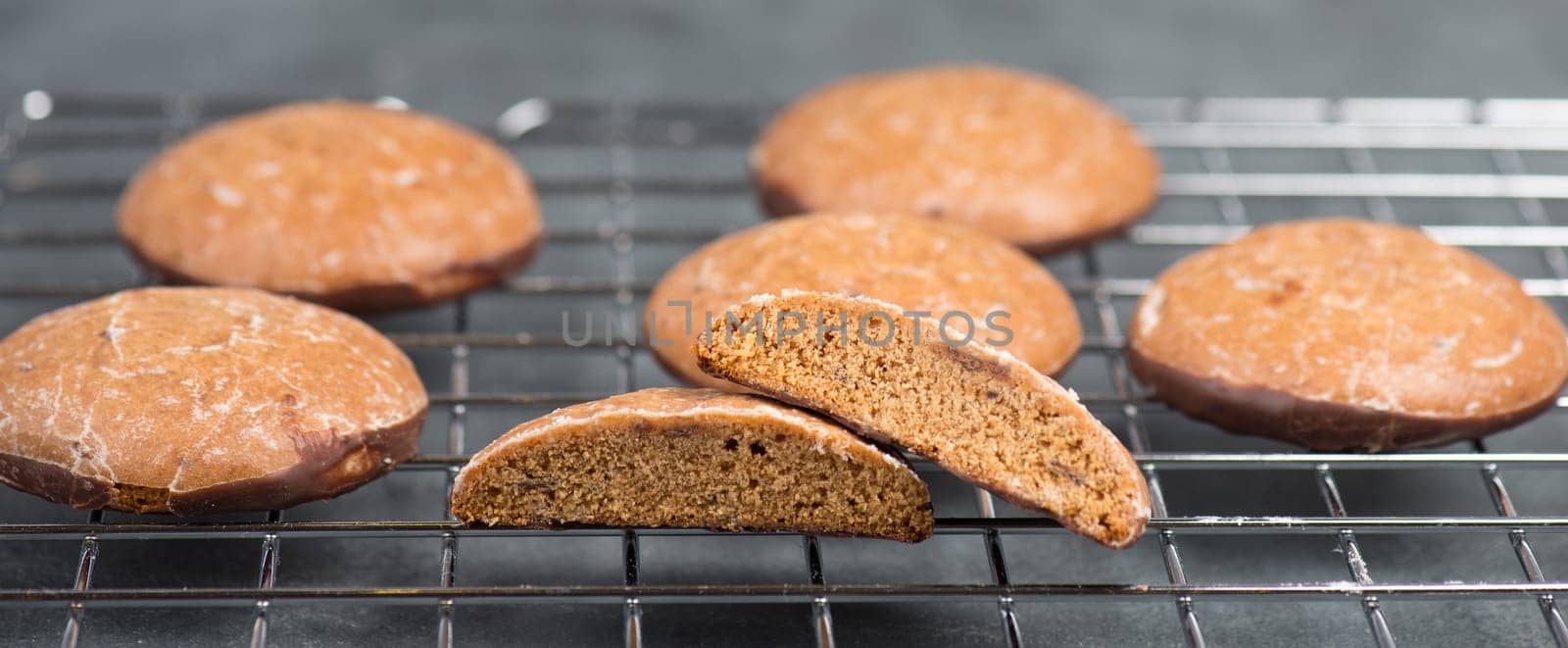 Nurnberg elisen gingerbread, traditional german christmas sweets, choated with dark chocolate