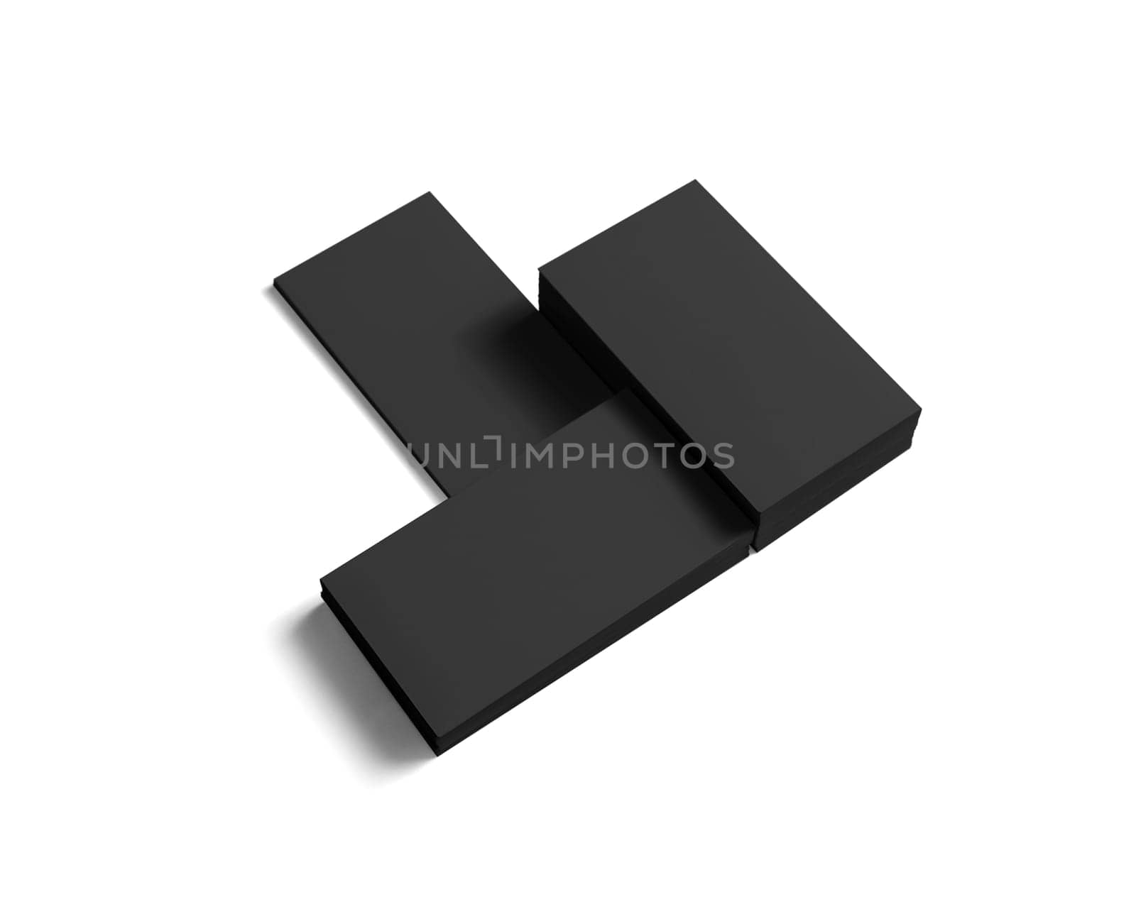 Blank black business cards isolated on white background. Clipping path. Mockup for branding identity.