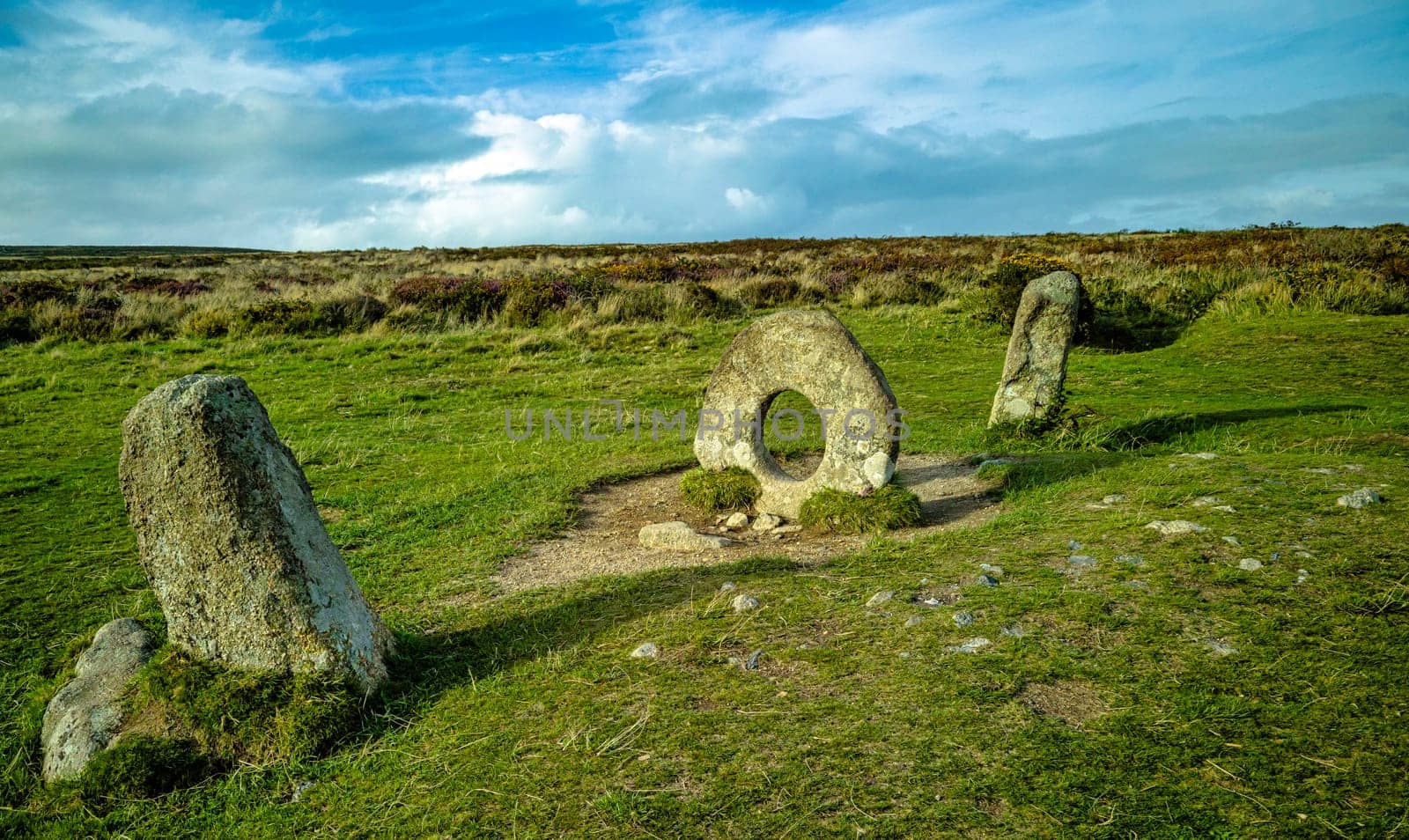 Men-an-Tol known as Men an Toll or Crick Stone - small formation of standing stones in Cornwall, United Kingdom