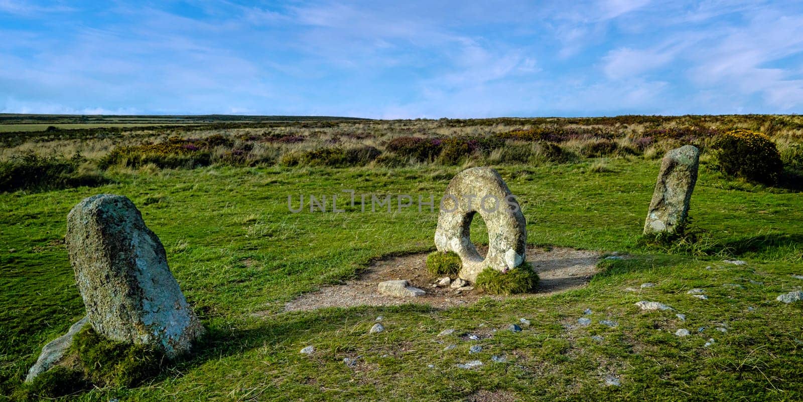 Men-an-Tol known as Men an Toll or Crick Stone - small formation of standing stones in Cornwall