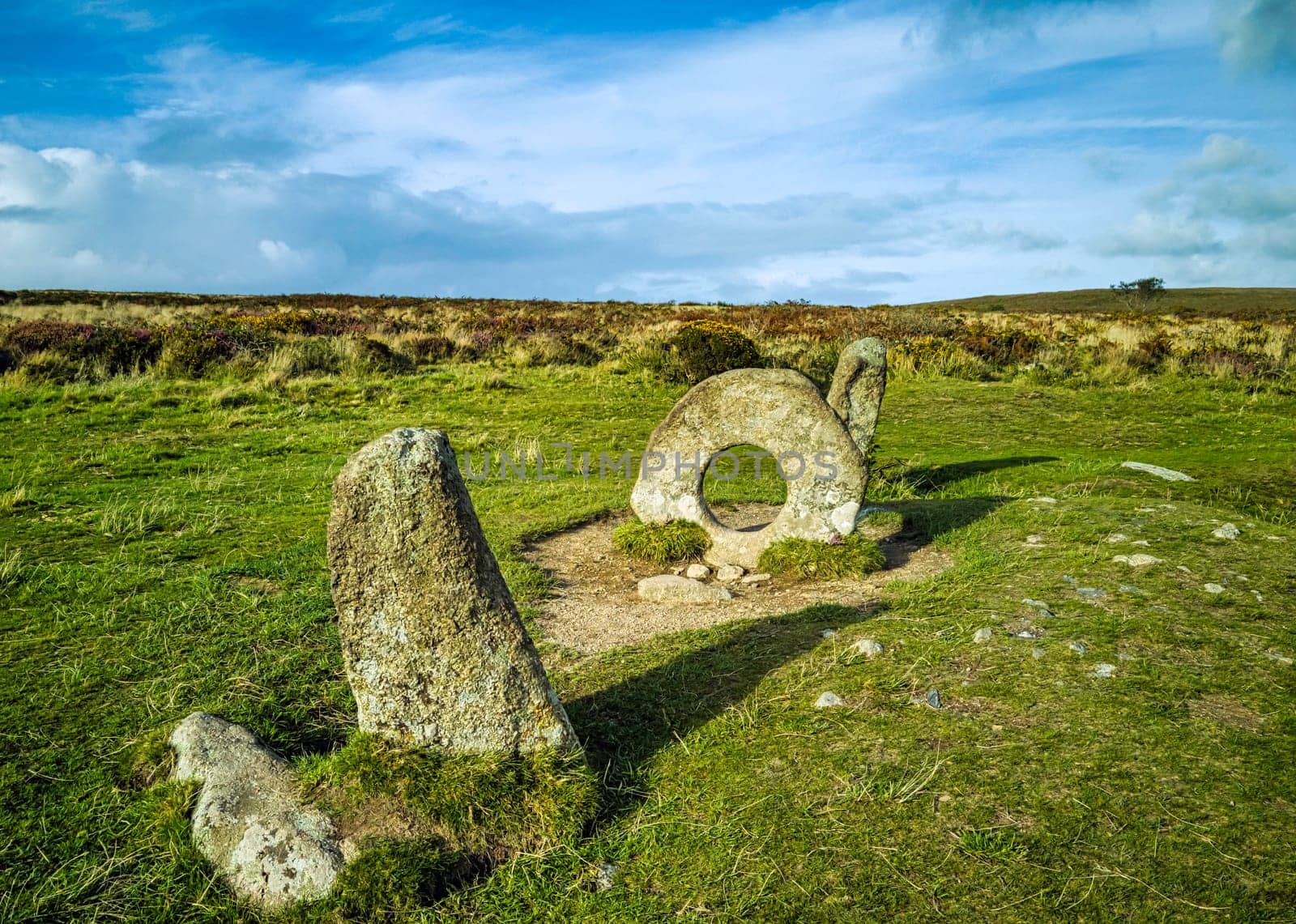 Men-an-Tol known as Men an Toll or Crick Stone - small formation of standing stones in Cornwall