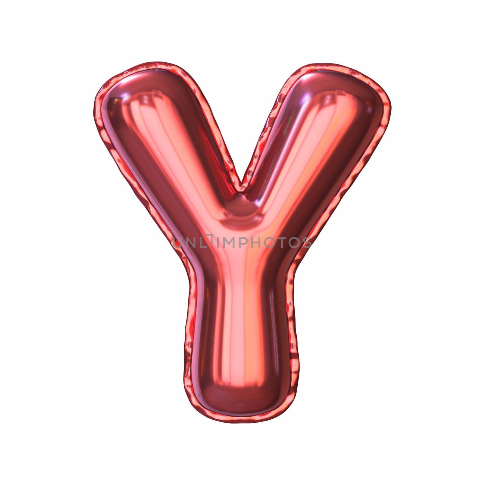 Red metallic balloon font Letter Y 3D rendering illustration isolated on white background