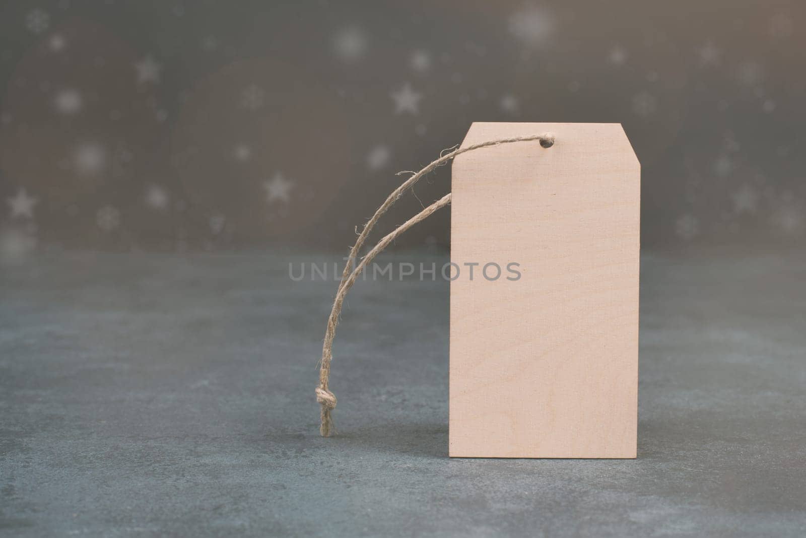 Empty wooden tag, copy space for text