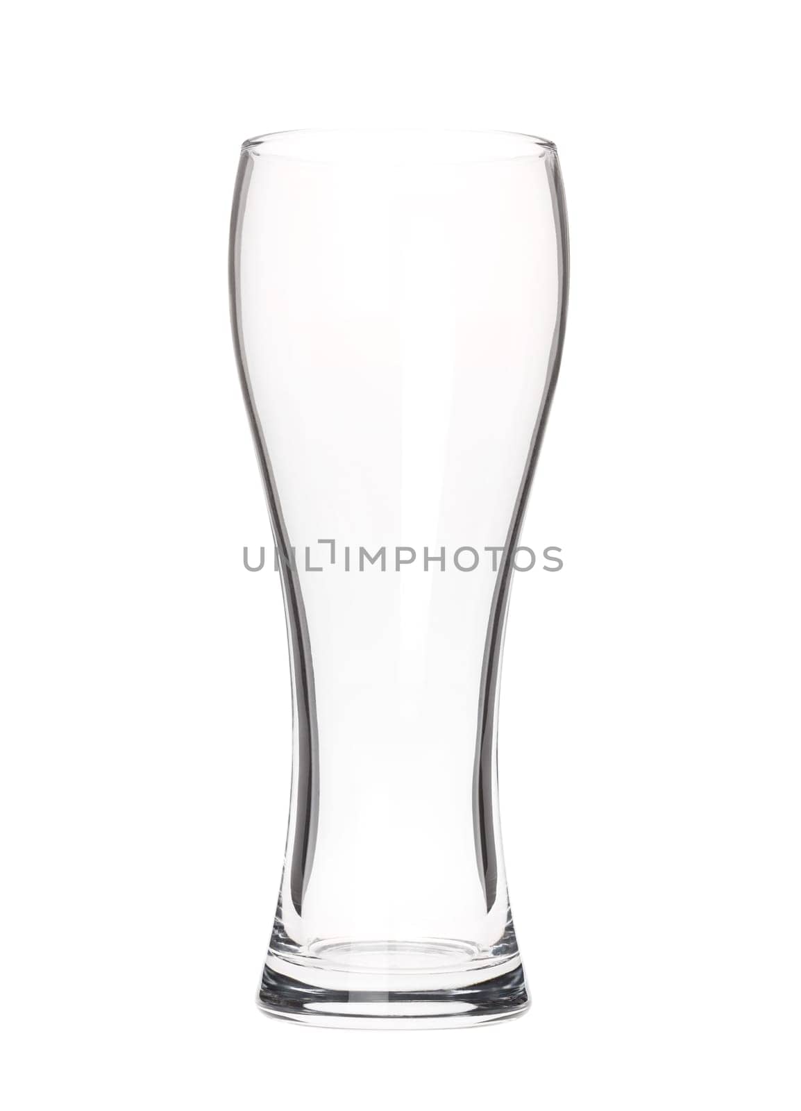 Empty tall beer glass isolated on white