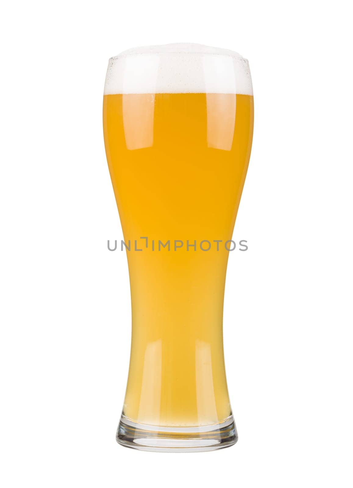 Glass filled with white beer, isolated on white